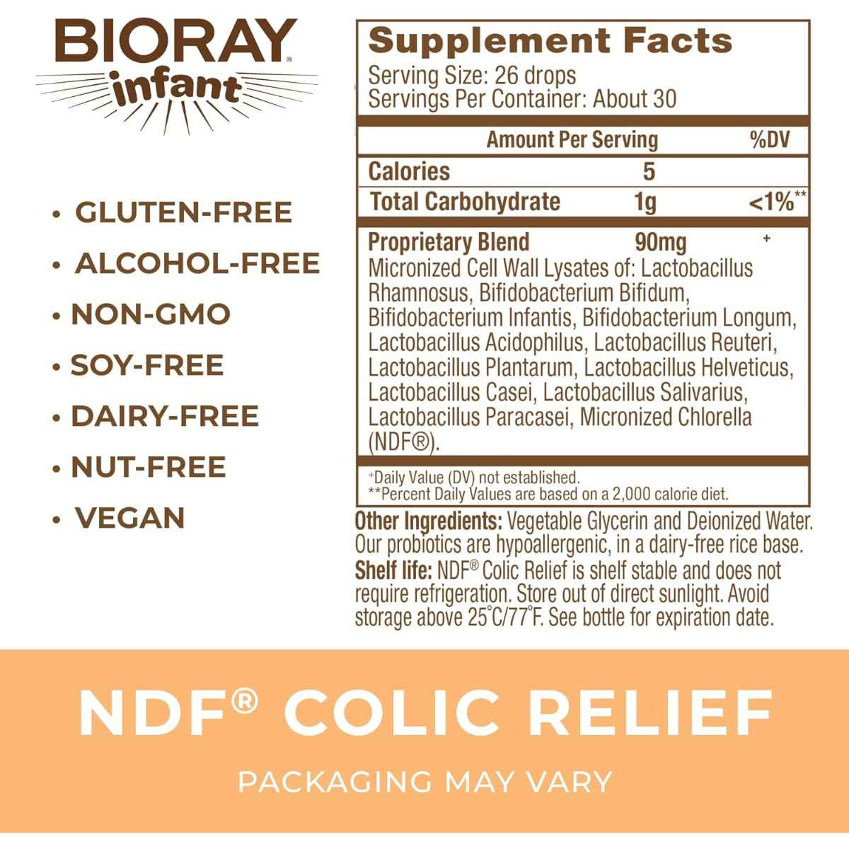 Bioray Alivio para Cólicos Infantiles NDF - 30 ml - Tabla Nutricional - Haz Tu Pedido