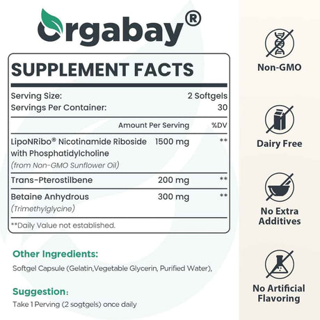  liposomal Nicotinamida  2000 mg - 60 Cápsulas Blandas - Tabla Nutricional - Haz Tu Pedido