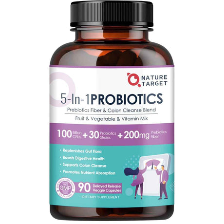 Nature Target Probióticos Digestivos para Toda la Familia 100 Mil Millones CFU - 90 Cápsulas Vegetales - Haz Tu Pedido