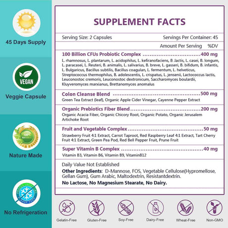 Nature Target Probióticos Digestivos para Toda la Familia 100 Mil Millones CFU - 90 Cápsulas Vegetales - Tabla Nutricional - Haz Tu Pedido
