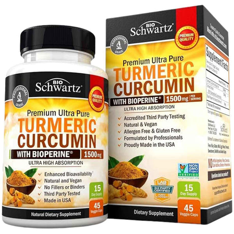 BioSchwartz Cúrcuma Curcumina y Bioperine  1500 mg - 45 Cápsulas Vegetales - Haz Tu Pedido