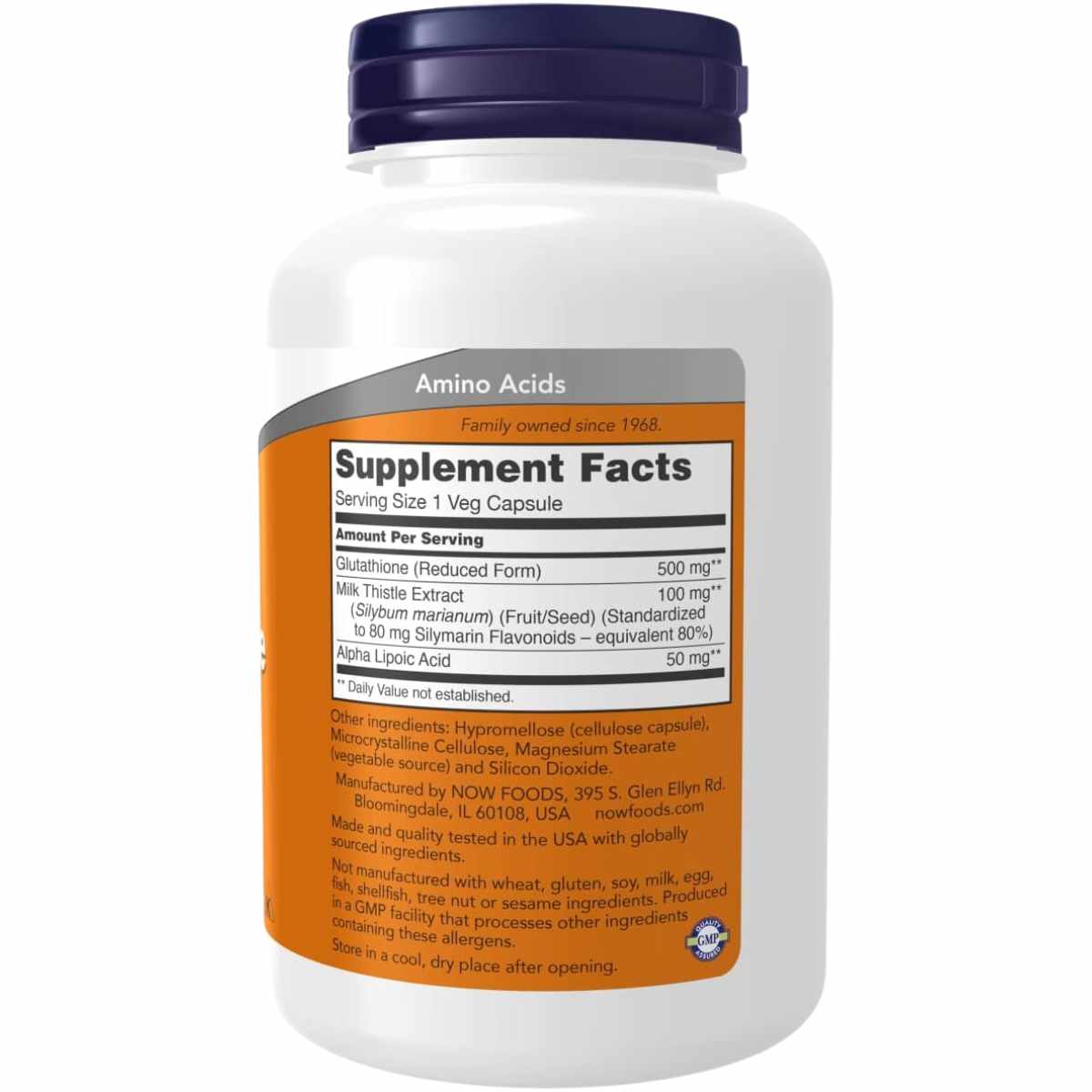 NOW Foods Glutatión  500 mg - 120 Cápsulas Vegetales - Tabla Nutricional - Haz Tu Pedido