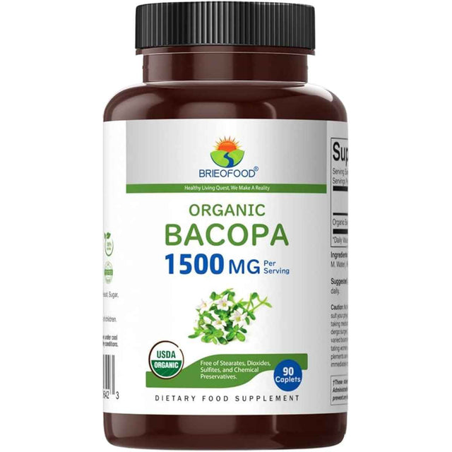 Brieofood  Bacopa Orgánica 1500 mg - 90  Tabletas Vegetarianas - Haz Tu Pedido