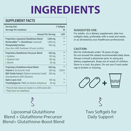 Misstay Glutatión - 60 Cápsulas Blandas - Tabla Nutricional - Haz Tu Pedido