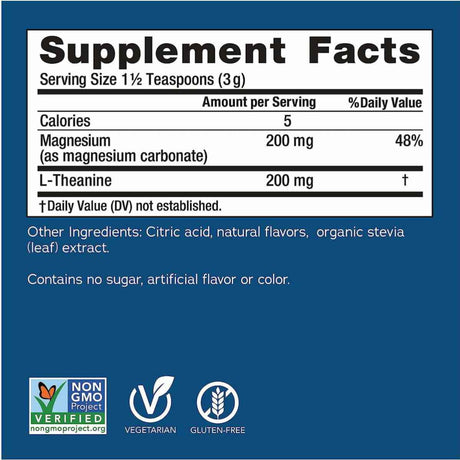 Natural Vitality Carbonato de Magnesio y L-Teanina para la Calma Mental - Sabor Miel de Manzanilla - 339 g - Tabla Nutricional - Haz Tu Pedido
