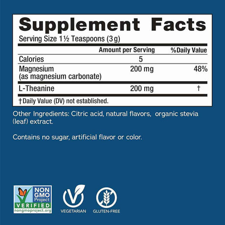 Natural Vitality Carbonato de Magnesio y L-Teanina para la Calma Mental - Sabor vainilla Miel - 339 g - Tabla Nutricional - Haz Tu Pedido