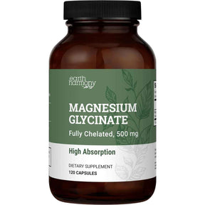 Earth Harmony Naturals Magnesio Glicinato para Relajación y Bienestar 500 mg - 120 Cápsulas - Haz Tu Pedido