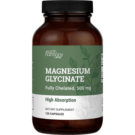 Earth Harmony Naturals Magnesio Glicinato para Relajación y Bienestar 500 mg - 120 Cápsulas - Haz Tu Pedido