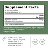 Earth Harmony Naturals Magnesio Glicinato para Relajación y Bienestar 500 mg - 120 Cápsulas - Tabla Nutricional - Haz Tu Pedido