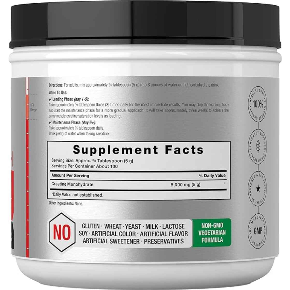 Horbaach Monohidrato de creatina - 500 g - Tabla Nutricional - Haz Tu Pedido