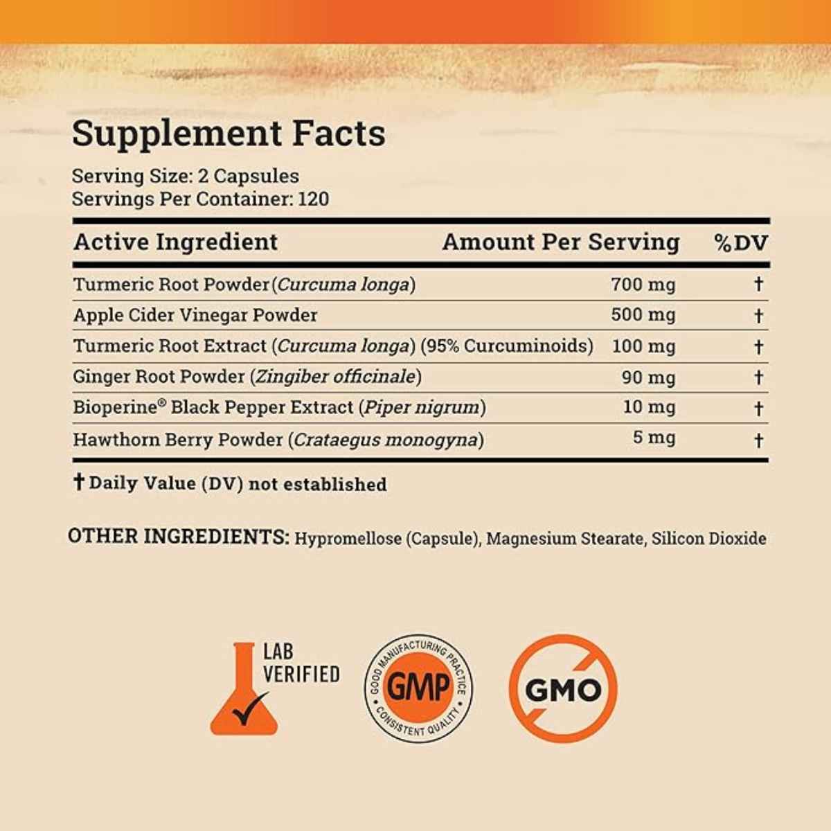 Nature's Base Cúrcuma con Jengibre - 240 Cápsulas - Tabla Nutricional - Haz Tu Pedido