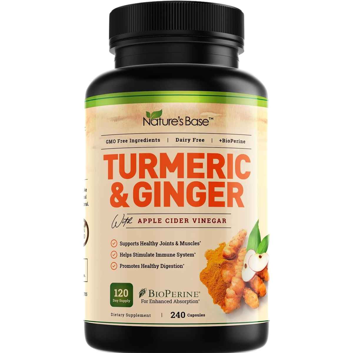 Nature's Base Cúrcuma con Jengibre - 240 Cápsulas - Haz Tu Pedido
