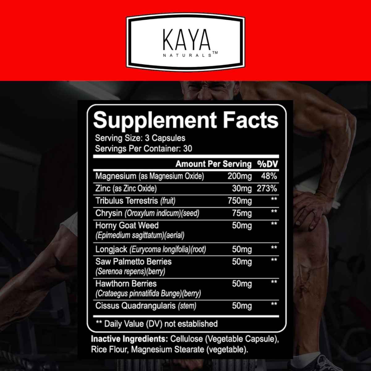 Kaya Naturals - Ultra Testosterone (1305 mg - 90 Cápsulas)
