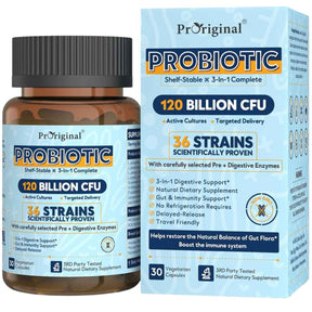 Proriginal Probiotico 120 Mil Millones CFU - 30 Cápsulas Vegetarianas - Haz Tu Pedido