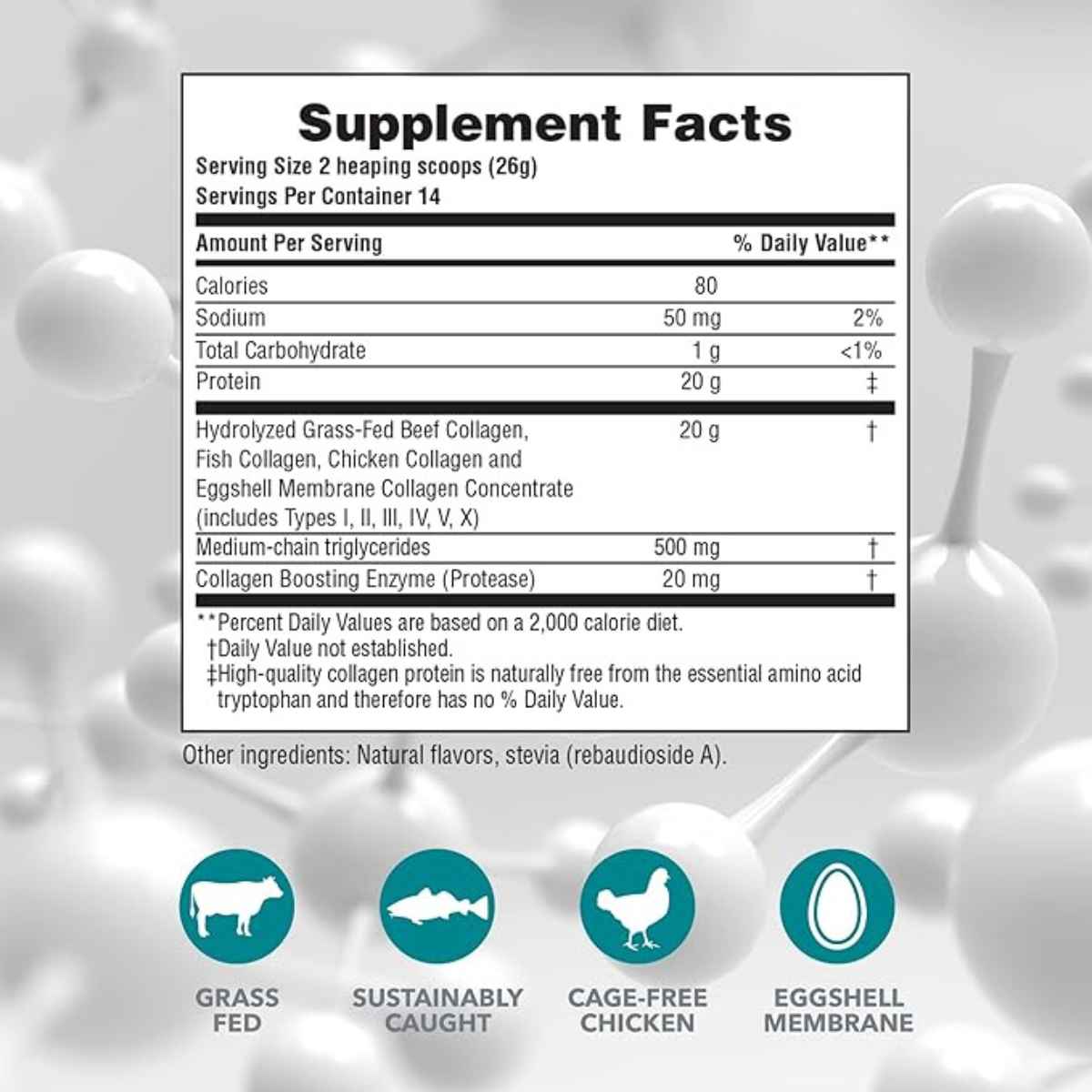NaturesPlus  Péptidos de Colágeno en Polvo - Sabor Vainilla - 364 g - Tabla Nutricional - Haz Tu Pedido