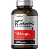 Horbäach Acetil L-Carnitina y Ácido Alfa Lipoico 1200 Mg Para Energía y Salud Celular – 120 Cápsulas