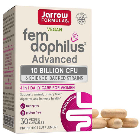 Jarrow Formulas Fem-Dophilus® Probióticos Avanzados 10 Mil Millones CFU - 30 Cápsulas Vegetales - Haz Tu Pedido