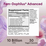 Jarrow Formulas Fem-Dophilus® Probióticos Avanzados 10 Mil Millones CFU - 30 Cápsulas Vegetales - Tabla Nutricional - Haz Tu Pedido