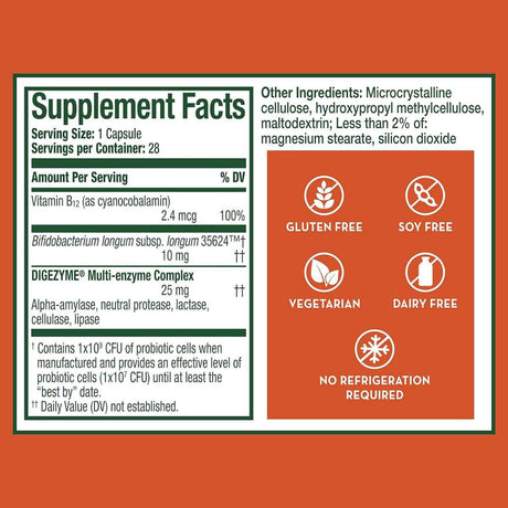 Align Probiotic Suplemento Probiótico Para Digestión Y Alivio De Distensión - 28 Cápsulas - Tabla Nutricional - Haz Tu Pedido