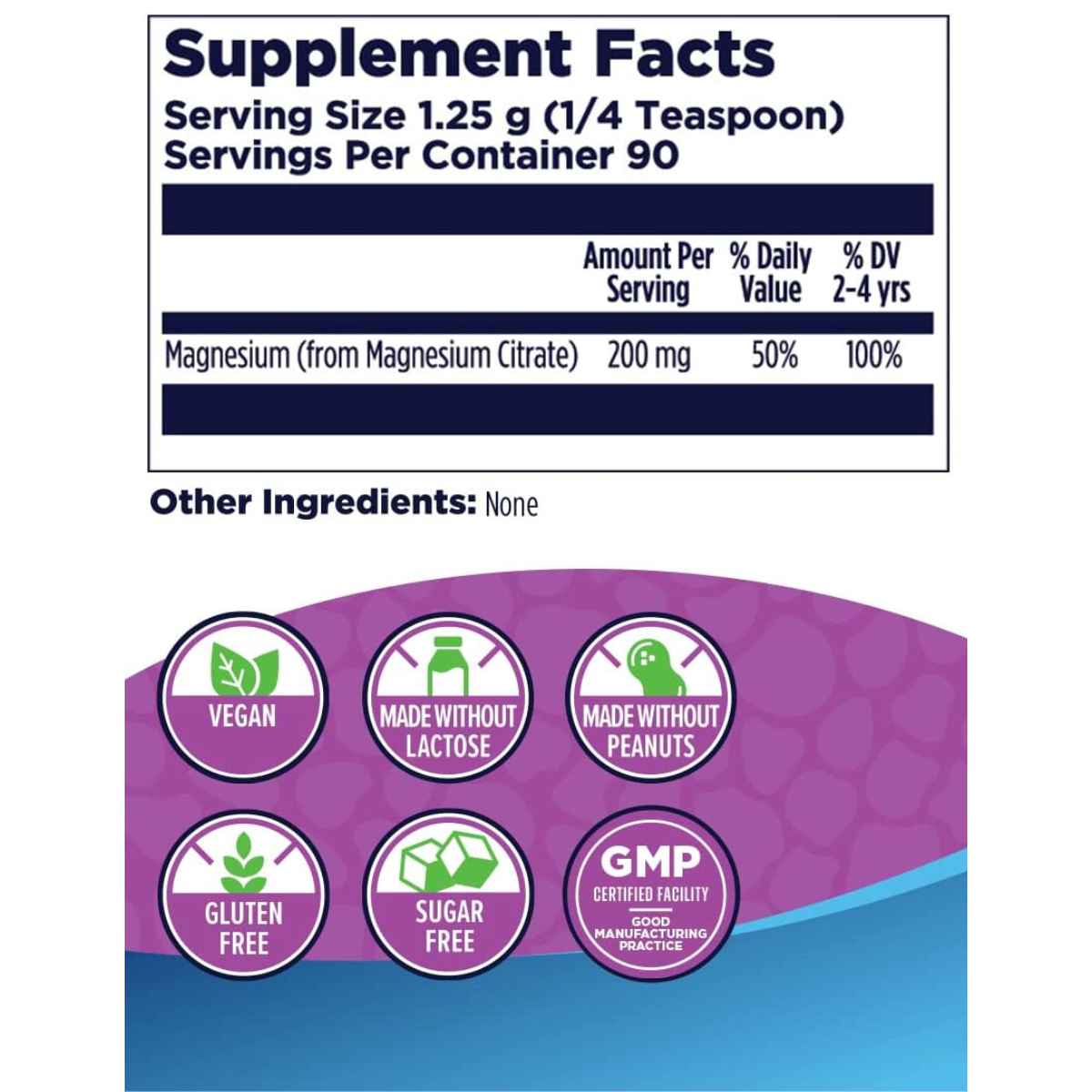 KAL Magnesio - Sabor Manzana - 112,5 g - Tabla Nutricional - Haz Tu Pedido