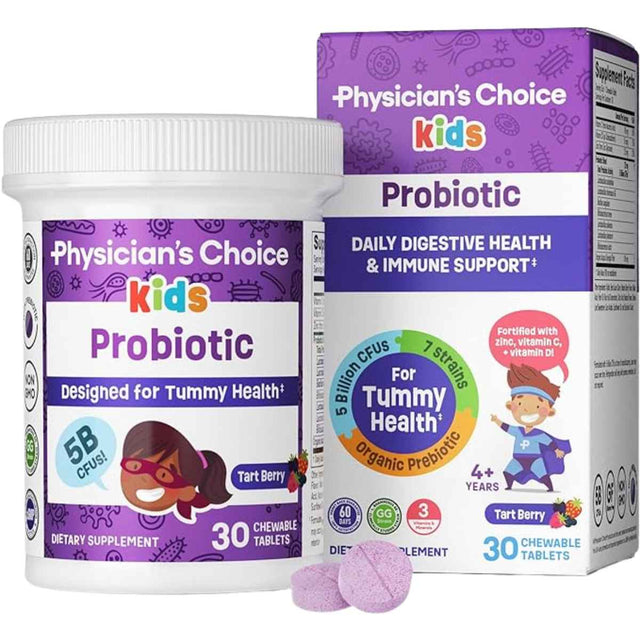 Physicians Choice Probióticos Para Niños 5 Mil Millones CFU - Sabor Very Berry - 30 Tabletas Masticable - Haz Tu Pedido