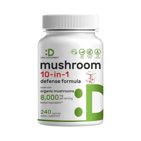  Deal Supplement Mushroom 8000 mg en su presentación de 240 cápsulas. La clave para una salud óptima está a tu alcance.