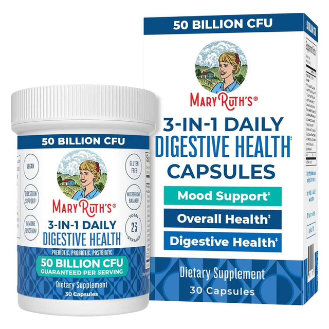 MaryRuth Organics Probiótico Diario Triple Acción Salud Digestiva 50 Mil Millones CFU - 30 Cápsulas - Haz Tu Pedido