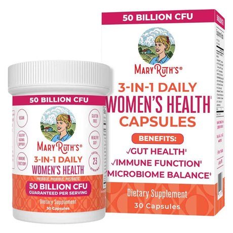 MaryRuth Organics Probiótico Diario 3 en 1 para Mujer 50 Mil Millones CFU - 30 Cápsulas - Haz Tu Pedido