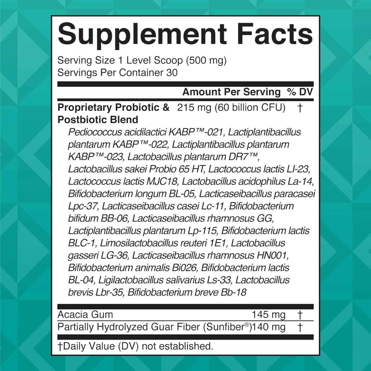 MaryRuth Organics Probiótico Triple Acción Reduce Gases y Distensión 60 Mil Millones CFU - 15 g - Tabla Nutricional - Haz Tu Pedido