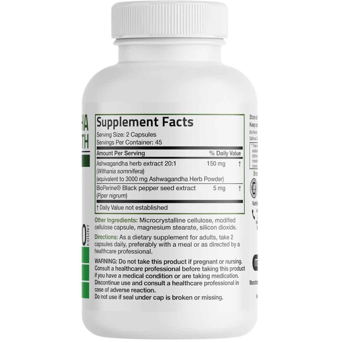 Ashwagandha - 3000 mg -  Tabla Nutricional - Haz Tu Pedido