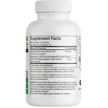 Ashwagandha - 3000 mg -  Tabla Nutricional - Haz Tu Pedido