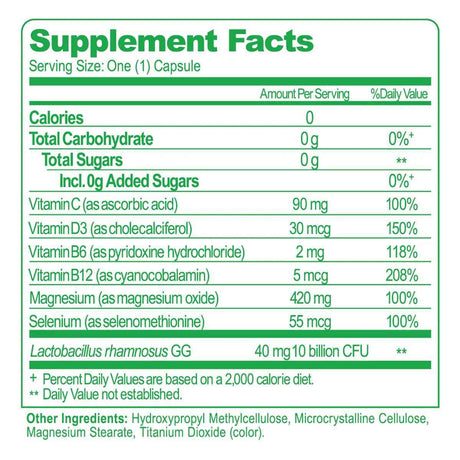 Culturelle Probióticos Diarios Para Hombre Bienestar Integral 10 Mil Millones CFU - 30 Cápsulas - Tabla Nutricional - Haz Tu Pedido