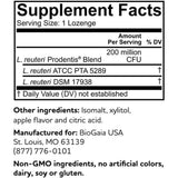 BioGaia Prodentis Probiótico - Sabor Manzana - 30 Pastillas - Tabla Nutricional - Haz Tu Pedido