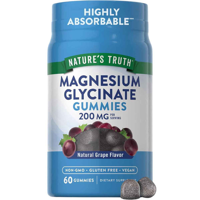 Natures Truth Glicinato de Magnesio 200 mg - Sabor Uva - 60 Gomitas - Haz Tu Pedido