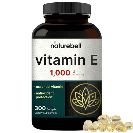NatureBell Vitamina E para la Piel y Sistema Inmunológico 1000 IU - 300 Cápsulas Blandas - Haz Tu Pedido