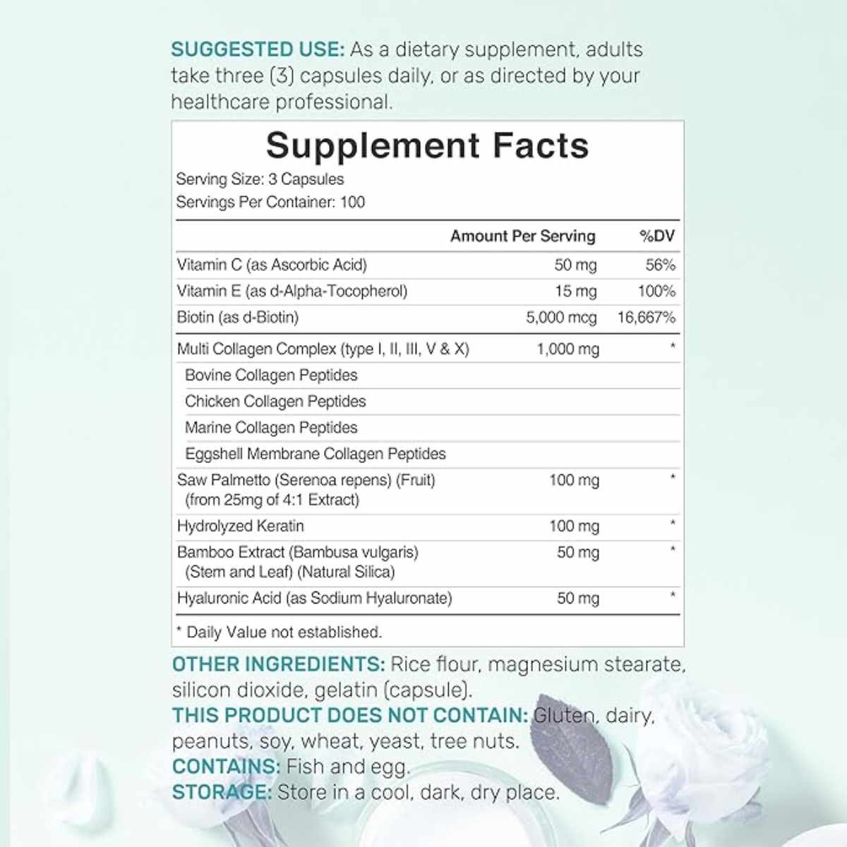 Deal Supplement Multi Colágeno Para Mujeres - 300 Cápsulas - Tabla Nutricional - Haz Tu Pedido
