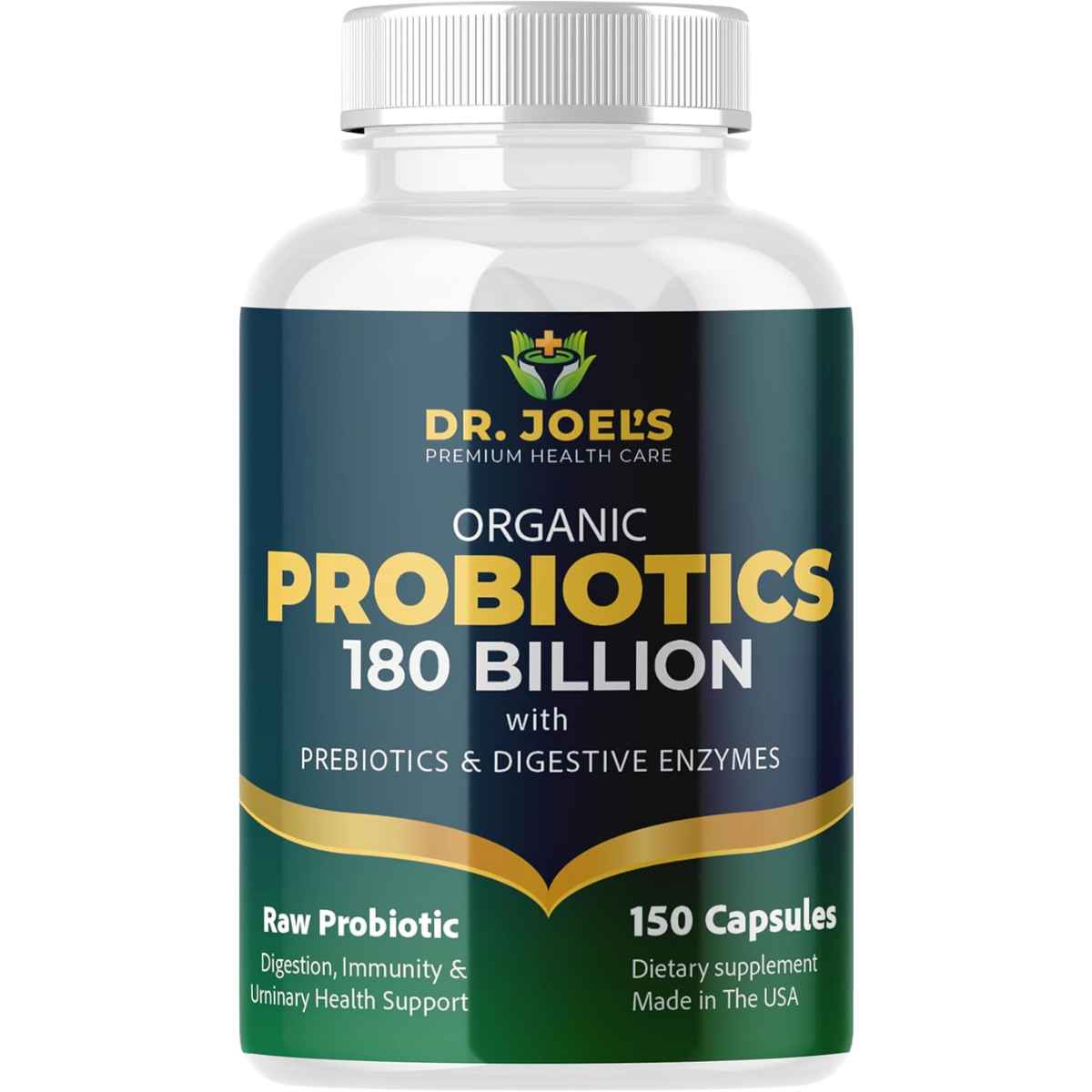 Dr. JOEL'S Probióticos Orgánicos 180 Mil Millones CFU - 150 Cápsulas - Haz Tu Pedido