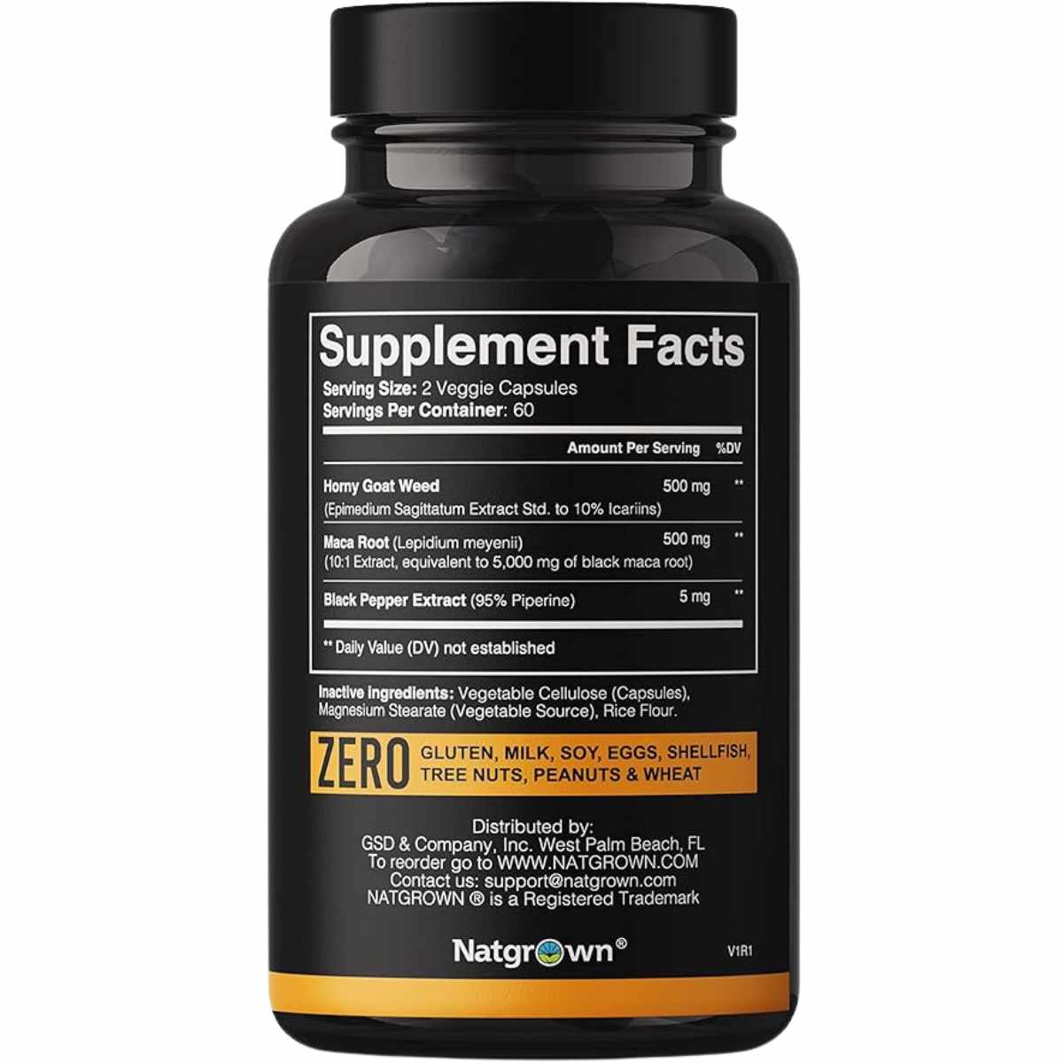 Natgrown Extracto De Raíz De Maca Y Hierba De Cabra Cachonda - 120 Cápsulas - Tabla Nutricional - Haz Tu Pedido
