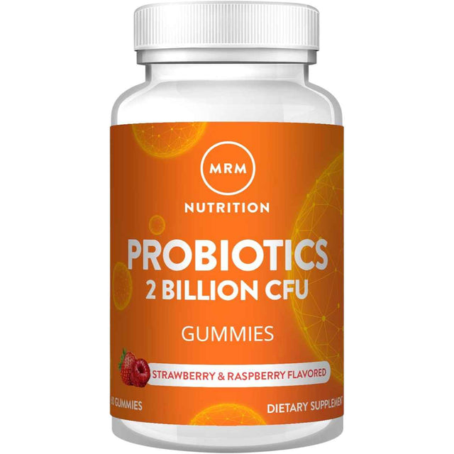 MRM Nutrition  Probioticos  2 Mil Millones CFU - Sabor Fresa y Frambuesa - 60 Gomitas - Haz Tu Pedido