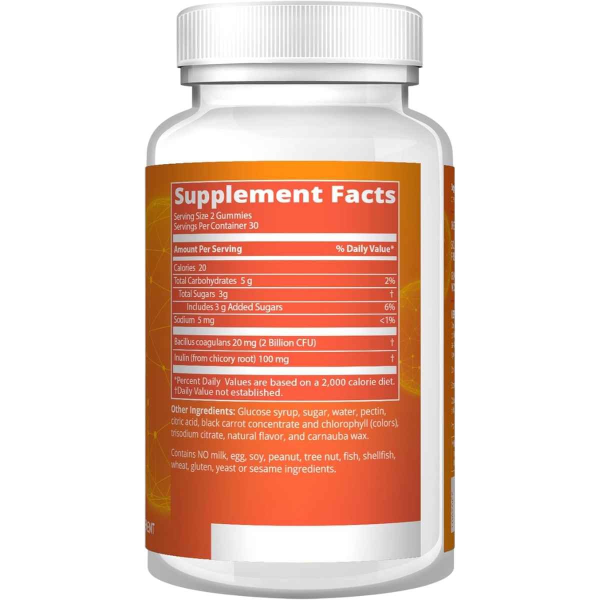 MRM Nutrition  Probioticos  2 Mil Millones CFU - Sabor Fresa y Frambuesa - 60 Gomitas - Tabla Nutricional - Haz Tu Pedido
