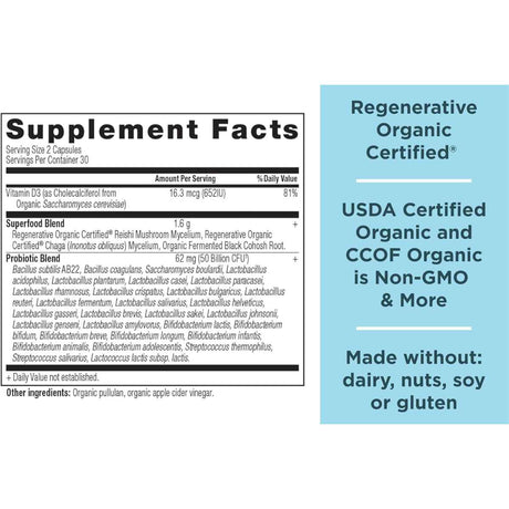 Ancient Nutrition Probióticos para el Soporte de la Menopausia - 60 Cápsulas - Tabla Nutricional - Haz Tu Pedido
