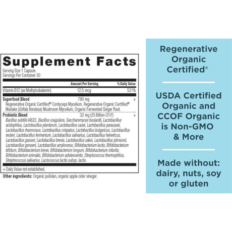 Ancient Nutrition Probióticos Uso Diario - 30 Cápsulas - Tabla Nutricional - Haz Tu Pedido