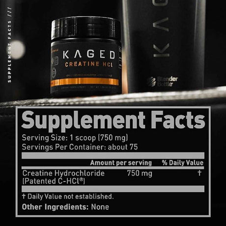 Kaged Creatina HCl - Sabor Sin Sabor - 56,25 g - Tabla Nutricional - Haz Tu Pedido