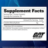 Gat Sport Monohidrato de creatina - 150 g - Tabla Nutricional - Haz Tu Pedido