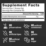 Force Factor Monohidrato de Creatina - 300 g - Tabla Nutricional - Haz Tu Pedido
