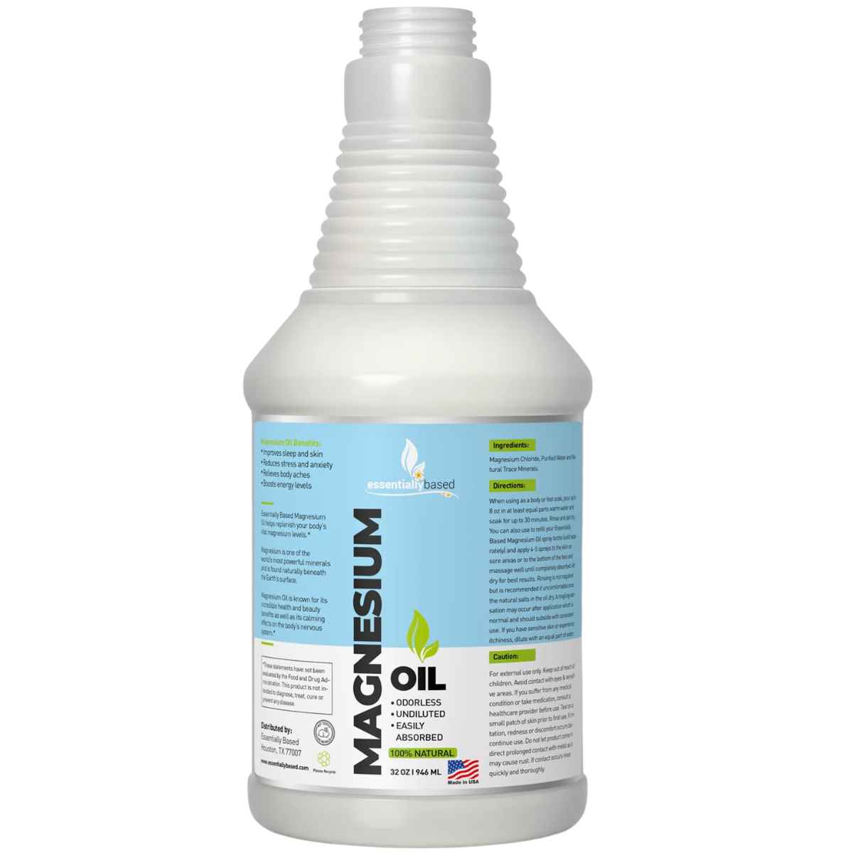 Essentiallybased Aceite de Magnesio - 946 ml - Tabla Nutricional - Haz Tu Pedido