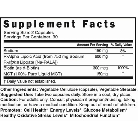 Nature's Fusions Ácido Alfa Lipoico 600 mg - Cápsulas Veganas