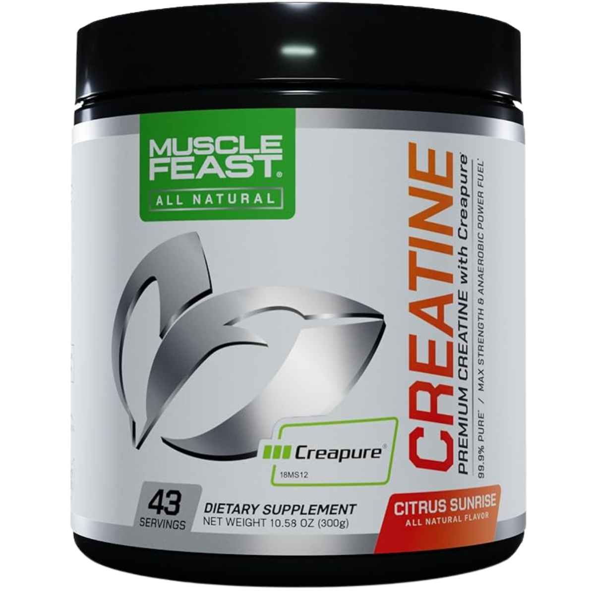 Muscle Feast Monohidrato de creatina premium - Sabor Amanecer cítrico - 300 g - Haz Tu Pedido