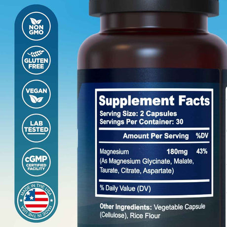 MyoActivo Complejo De Magnesio 5-En-1 - 60 Cápsulas - Tabla Nutricional - Haz Tu Pedido