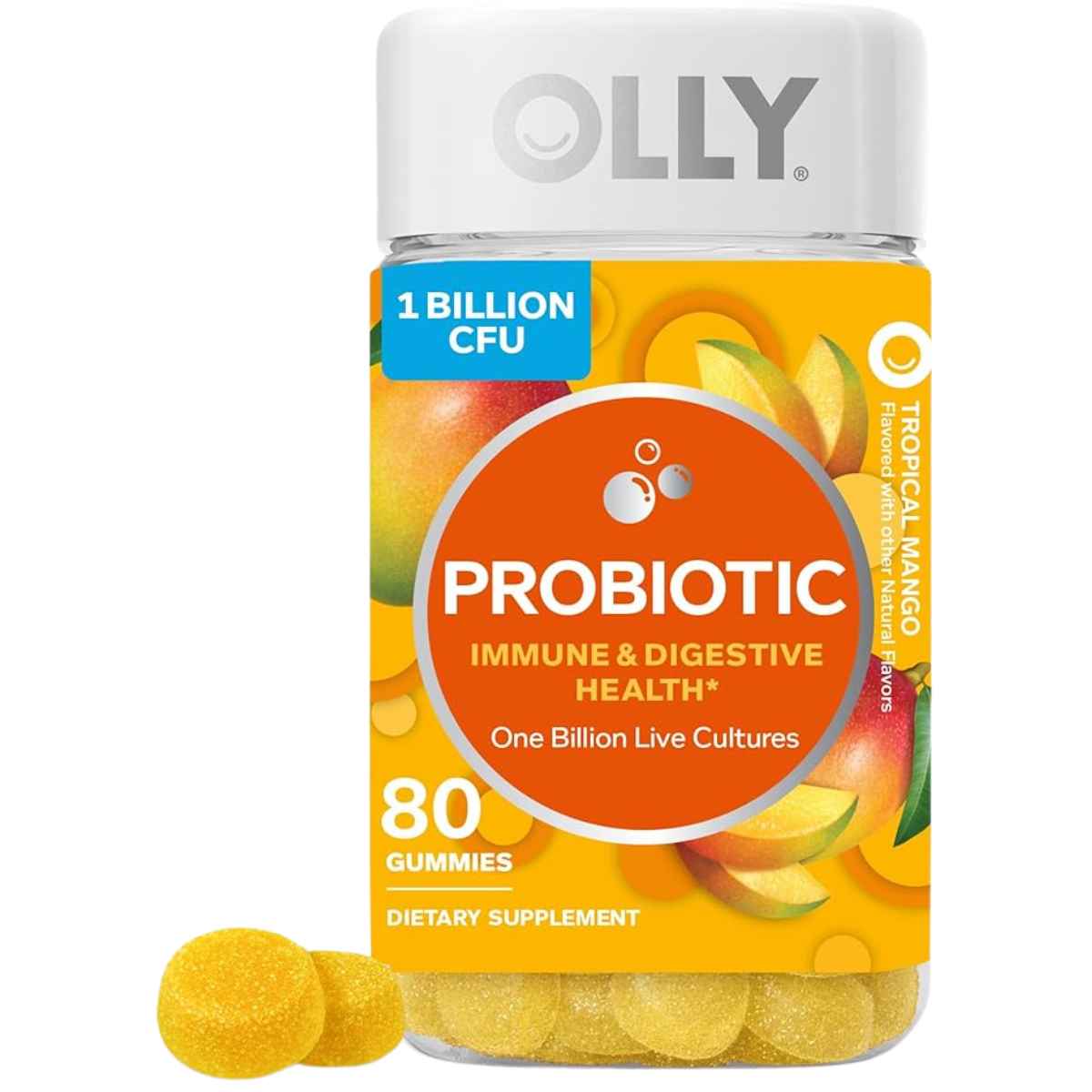 OLLY Probioticos 1 Mil Millones CFU - Sabor Mango - 80  Gomitas - Haz Tu Pedido